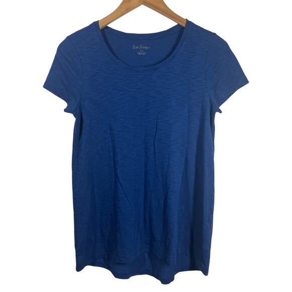 Lilly Pulitzer Top Women XS Blue TShirt 100% Pima Cotton Modest Minimal Spring - Picture 1 of 7